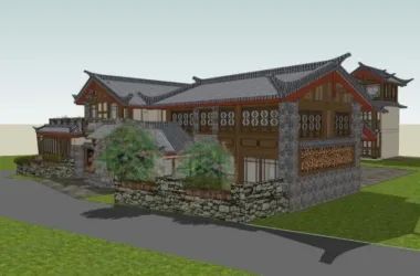 SketchUp Hotel Model: Multi-Story Chinese-Style Residence Inspired by Shuhe Ancient Town-BIM WORLD