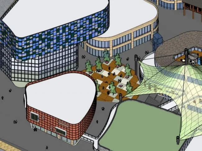 Sketchup Complex Model | Multi story Commercial Complex, Residential, Modern Style