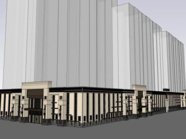 Sketchup Business Model | Low rise commercial building complex, modern style