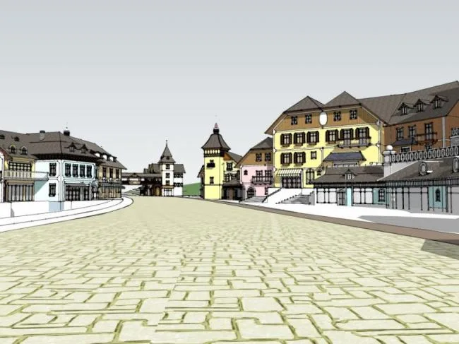 Sketchup Business Model | Multi story Commercial Street, Classical Style