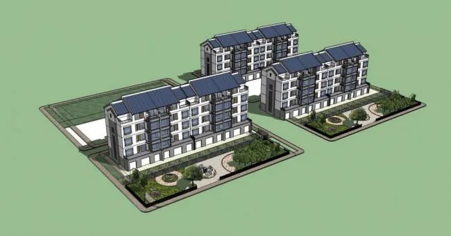 SketchUp Residential Model: Multi-Story Garden House in Modern Chinese Style