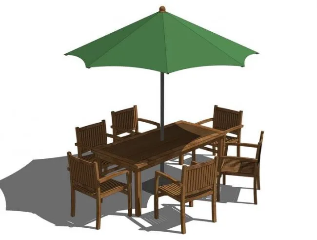 Sketchup Material Model | Umbrella Table and Chair SU Model Material Component