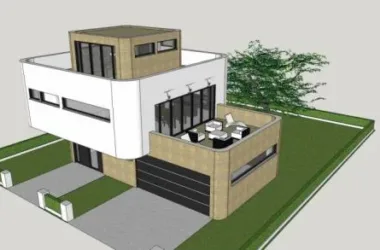 Modern Solo Villa Design in SketchUp Model-BIM WORLD