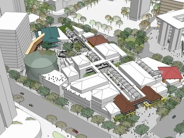 Sketchup Business Model | Multi story Commercial Street, Public Buildings, Modern Style