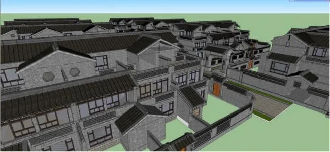 Chinese-Style Villa Cluster Model in SketchUp