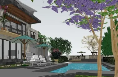 Modern Villa Courtyard Landscape Design in SketchUp-BIM WORLD