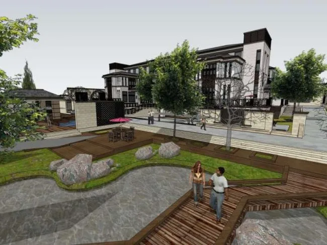 Sketchup Villa Model | Hotel Villa Courtyard, Modern Chinese Style