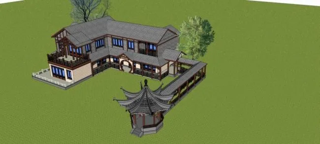 Sketchup Villa Model | Solo Villa, Residential Building, Multi story, Chinese Style