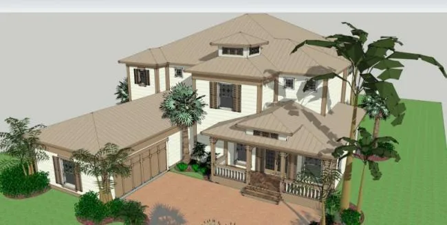 Sketchup Villa Model | Solo Villa, Modern Style