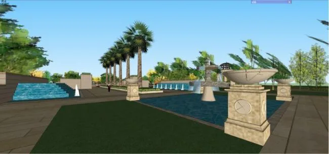 Sketchup Landscape Model | Square Landscape, Classical Style