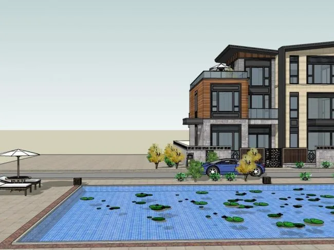Sketchup Villa Model | Solo Villa, New Chinese Style