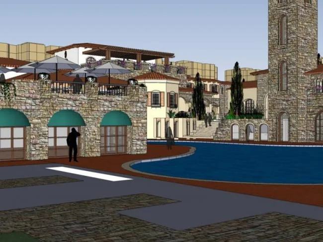 Sketchup Business Model | Multi story Clubhouse, Spanish Style