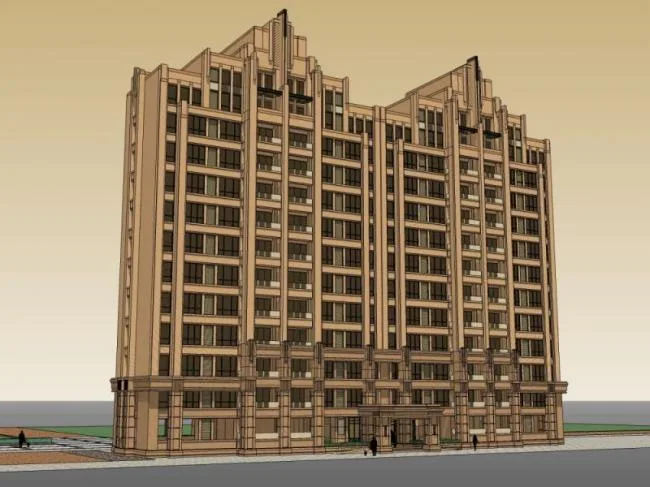 Sketchup Residential Model | High rise Residential Buildings, Classical Style