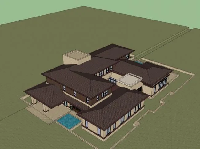 Sketchup Villa Model | Solo Villa, Modern Chinese Style