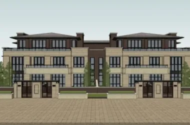 Modern Multi-Row Villa Design in SketchUp Model-BIM WORLD
