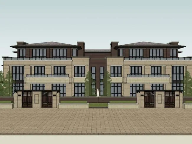 Modern Multi-Row Villa Design in SketchUp Model