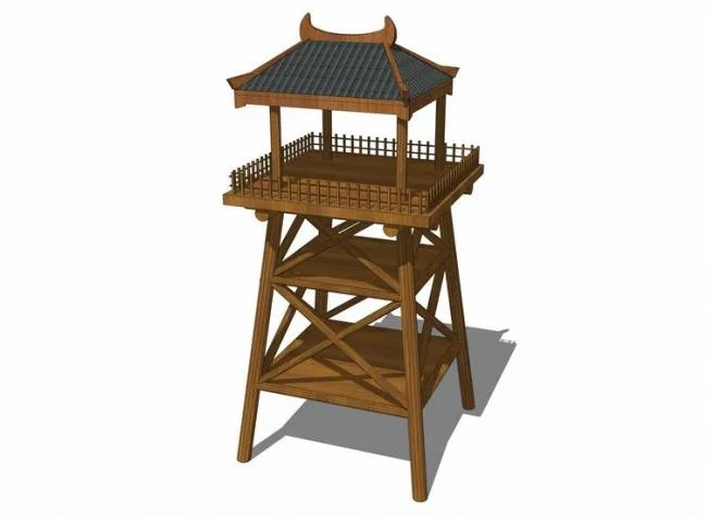 SketchUp Material Models: Viewing Platforms, Landscape Towers, and Chinese-Style Components