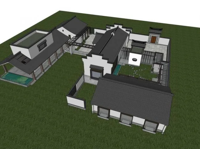 Sketchup Cultural Model | Multi story Academy, Cultural Architecture, Chinese Style