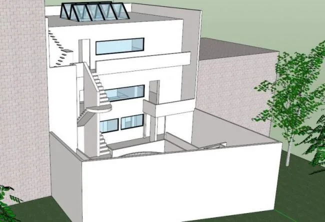 Modern Multi-Story Residential Model in SketchUp Inspired by Corbusier