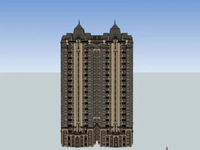 Sketchup Residential Model | High rise Residential Buildings, Classical Style