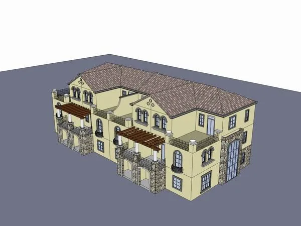 Sketchup Villa Model | Row Villa Residence, Classical Style