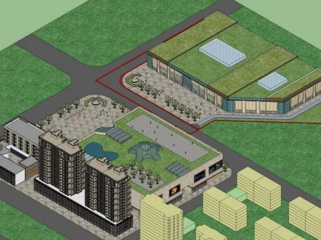 Sketchup Residential Model | High rise commercial and residential complex, residential building, classical style