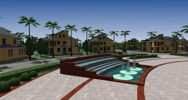 Sketchup villa model | Multi story garden villa, residential building, hotel office, townhouse, European style