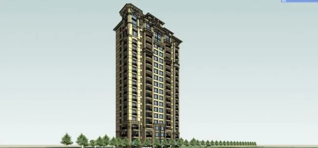 Sketchup Residential Model | High rise Residential Buildings, Classical Style