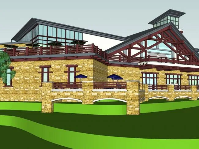 Sketchup Business Model | Low Level Clubhouse, Modern Style