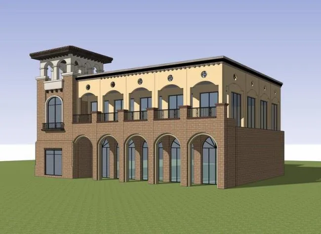 SketchUp Cultural Model: Multi-Story Park Architecture in Classical Style