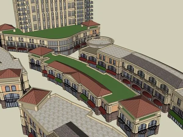 Sketchup Complex Model | Multi story High rise Complex, Office Building, Commercial Street, Residential, Classical Style