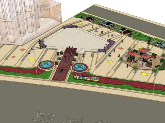 Sketchup Landscape Model | Commercial Landscape, Street Landscape, Classical Style