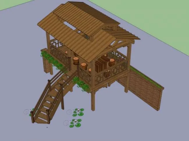 Sketchup Sketch Model | Pavilion, Chinese Style, Sketch