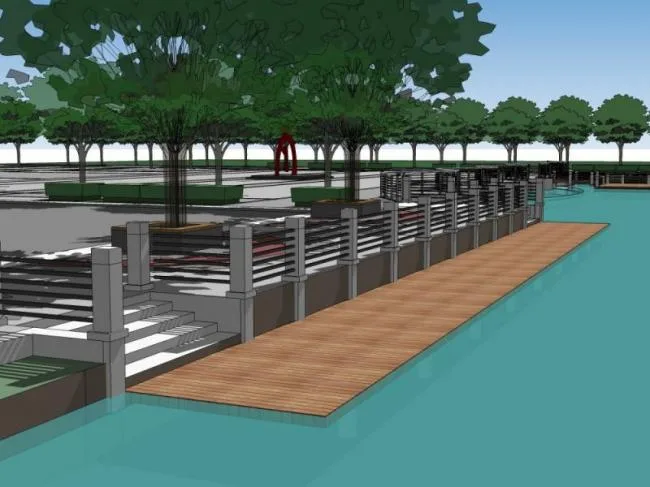 Sketchup Landscape Model | Park Landscape, Waterfront Landscape, Modern Style