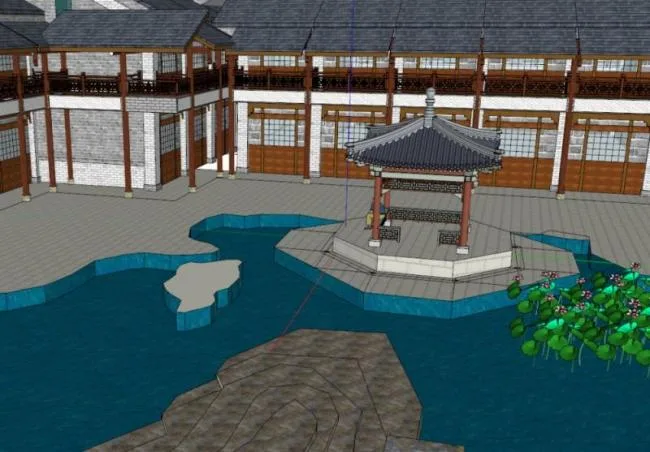 Sketchup Residential Model | Multi story Residence, Huizhou style Courtyard Architecture, Residential Architecture, New Chinese Style