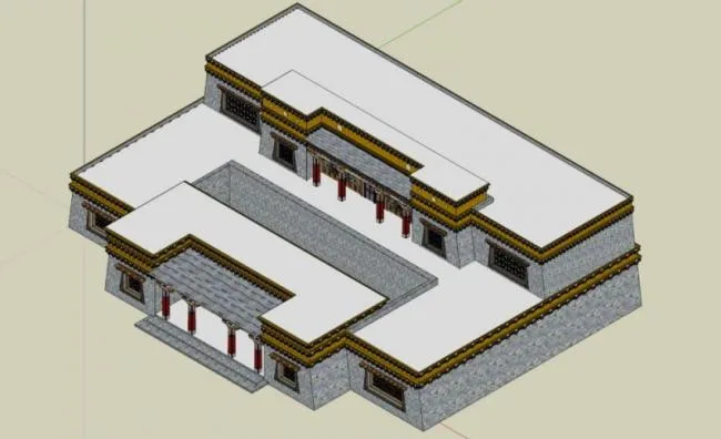 Sketchup Cultural Model | Multi story Activity Center, Cultural Architecture, Tibetan Style