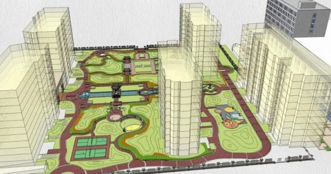 Sketchup Landscape Model | Community Landscape, Residential Landscape, Classical Style