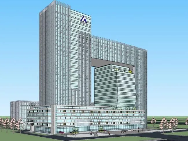 Sketchup Office Model | Multi story high-rise mixed use, office building, modern style