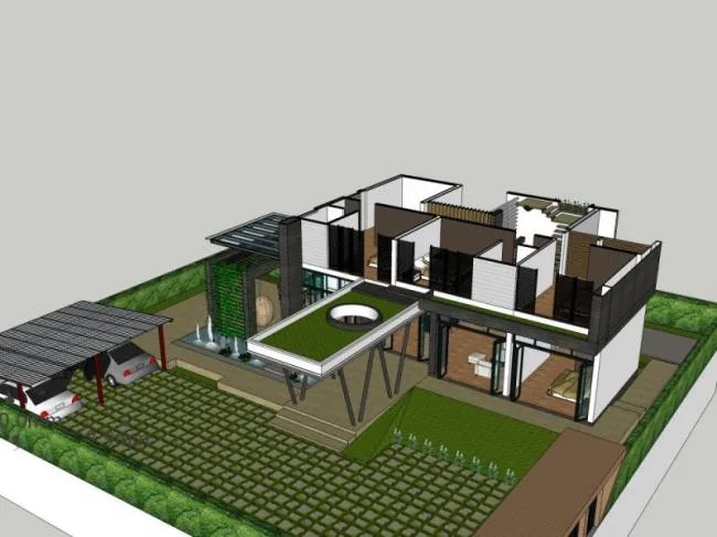 Sketchup Villa Model | Solo Villa, Modern Style