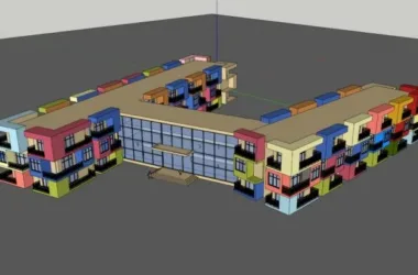 Modern Multi-Story Kindergarten School Model | Public Campus Education Building in SketchUp-BIM WORLD