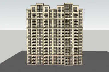Modern 18-Story High-Rise Residential Building Sketchup Model-BIM WORLD