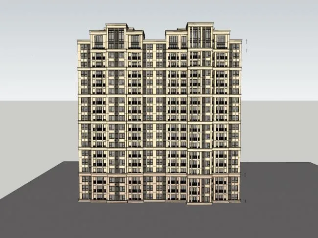 Modern 18-Story High-Rise Residential Building Sketchup Model