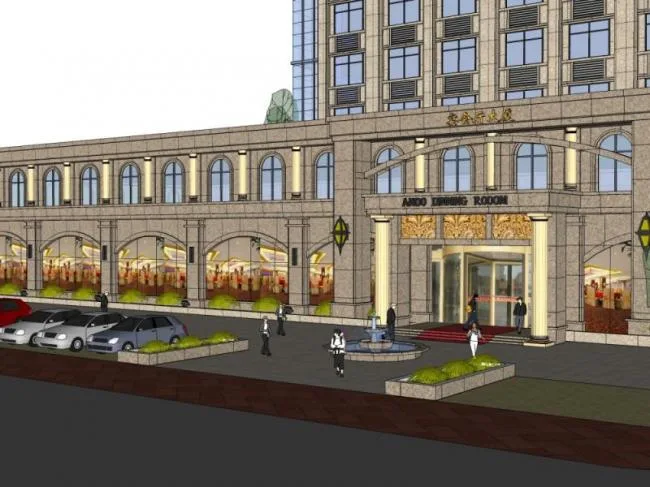 Sketchup Business Model | Multi story Banquet Hall Building, Classical Style