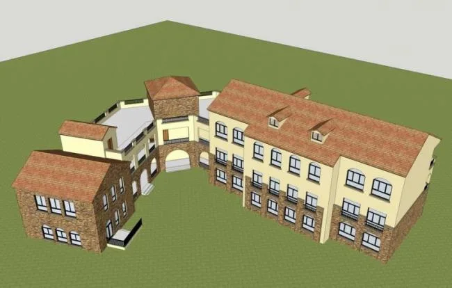 Sketchup Residential Model | Multi story Residence, Spanish Classical Style, Residential Architecture