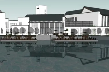 SketchUp Business Model: Multi-Story Sales Office and Clubhouse in Huizhou’s New Chinese Waterfront Architecture-BIM WORLD