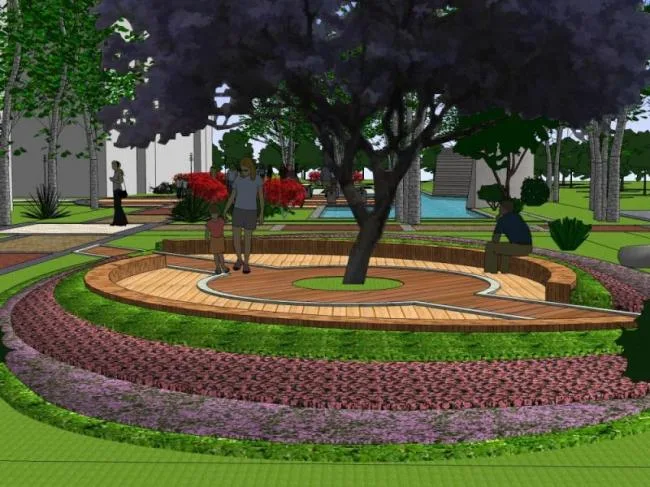Sketchup Landscape Model | Community Landscape, Modern Style