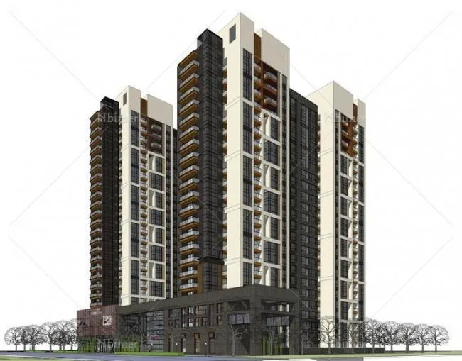 Modern Mixed-Use High-Rise: Residential Living with Ground-Floor Commercial Spaces in SketchUp