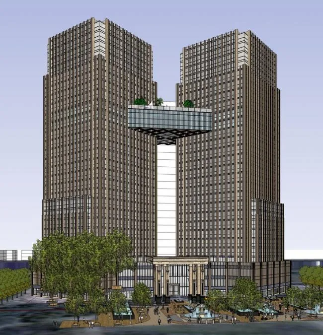 Sketchup Complex Model | Commercial Square, Large Commercial Complex, High rise Office, Hotel, Neoclassical Style