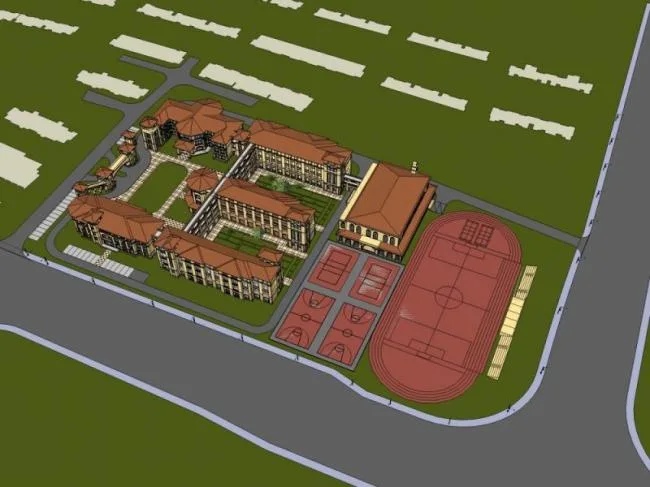 Sketchup School Model | Multi story School, Campus Educational Architecture, Classical Style