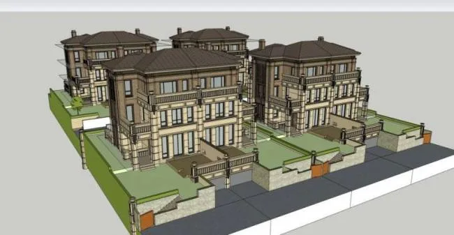 Sketchup Villa Model | Twin Villa, Classical Style